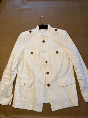 Women's Cream Utility Jacket and matching pants with Button Front